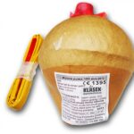 Shell 150mm brocade crown to blue to red strobe w/red strobe pistil